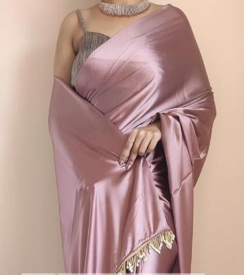 Women's Ready to Wear Rose Gold Satin Silk Saree